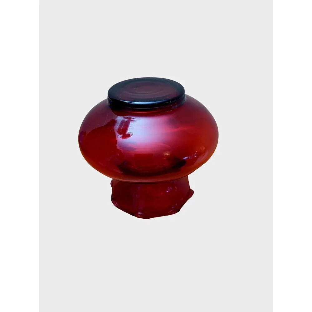 Vintage Anchor Hocking Small Vase Dish Royal Ruby Red Cranberry  Ruffled‎ Edges